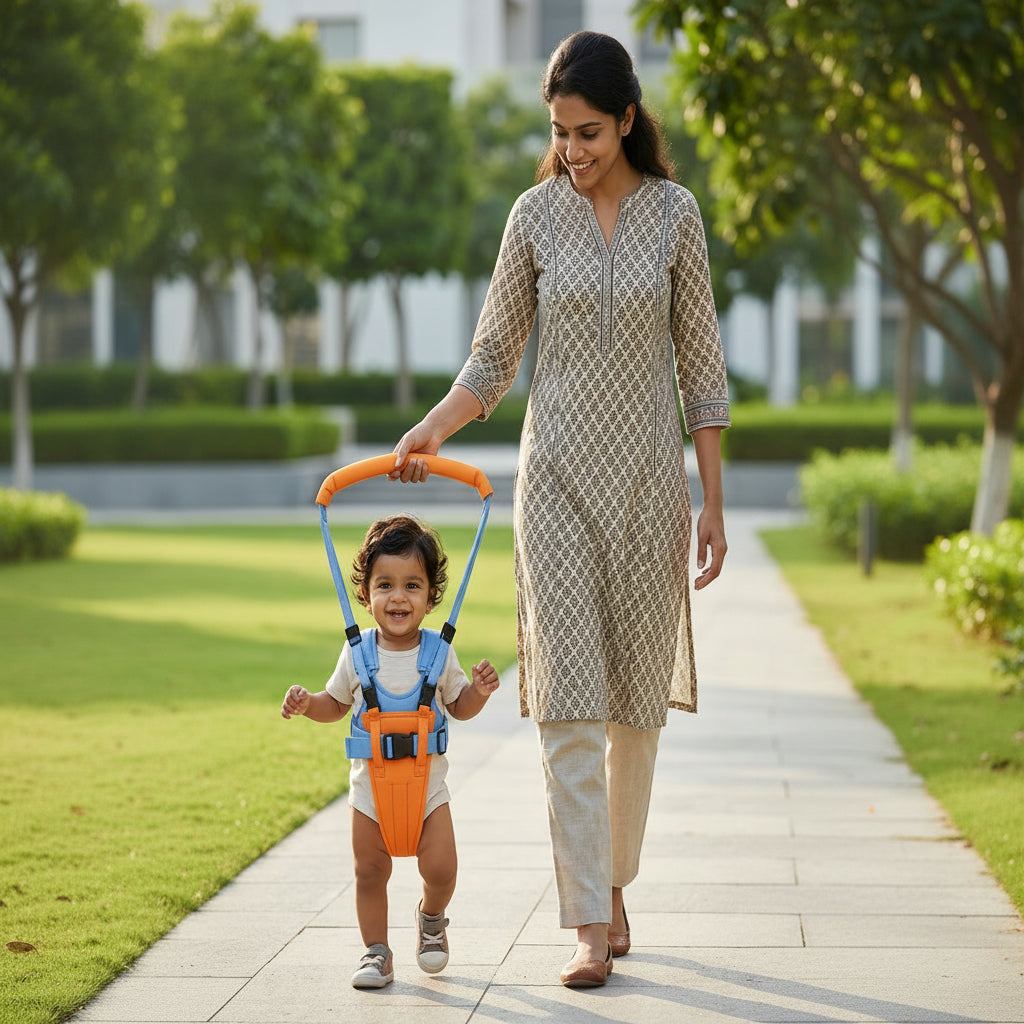 Baby Walking Assistant Harness with Safety Support Belt & Adjustable Parent Handle | Toddler Walking Trainer